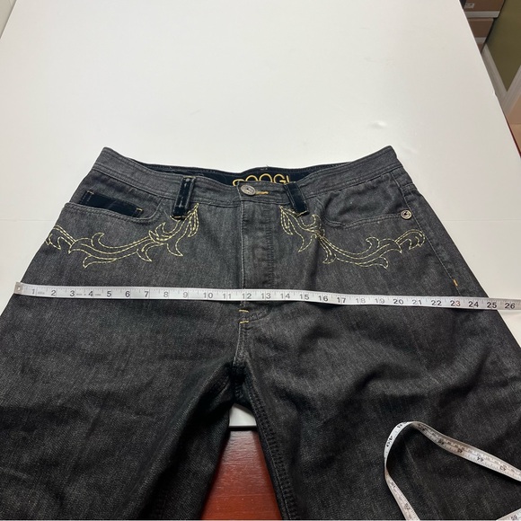 Coogi Baggy Denim‎ Short Black Hip Hop Y2K Mens Size 38 x 17 Embroidered Velvet - Picture 11 of 15